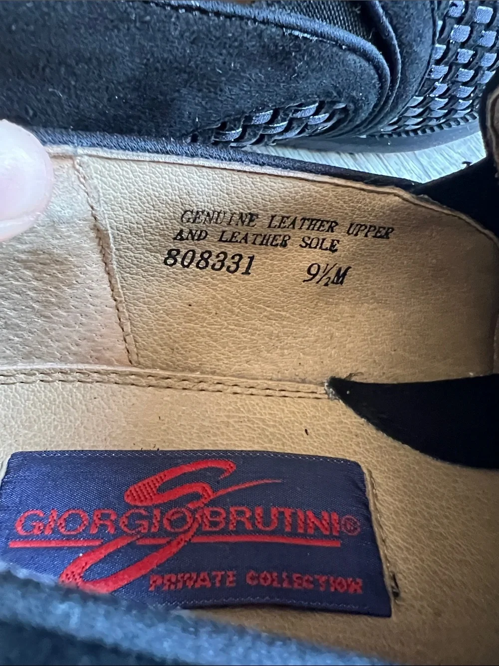 Giorgio Brutini Black Woven Suede Slip-On Loafers